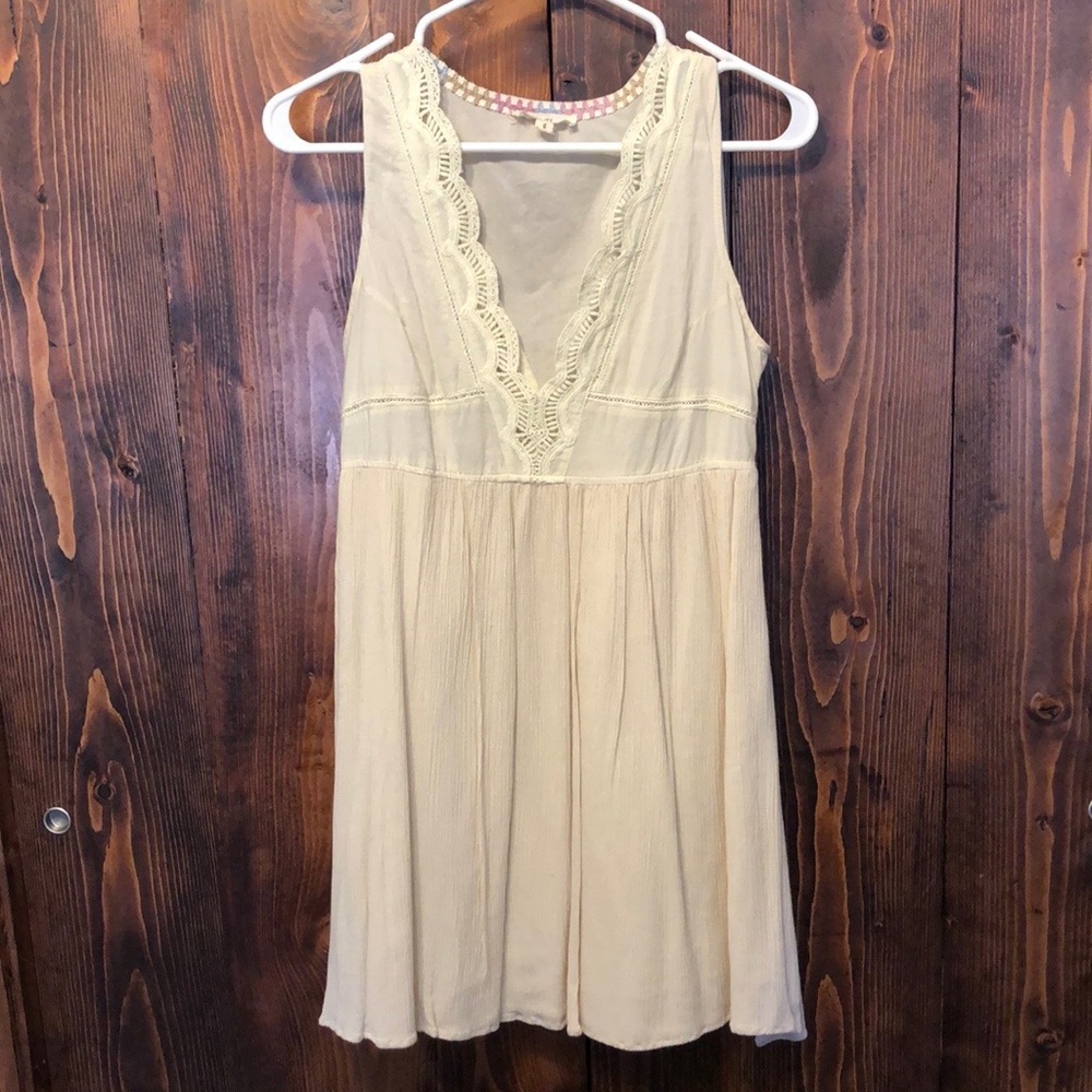 Off White Festival Dress with Crochet Detail